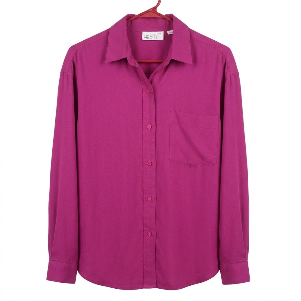 Vintage He Sliy 2 80s Blouse Shirt Pleated Sleeves Lightweight Size Medium